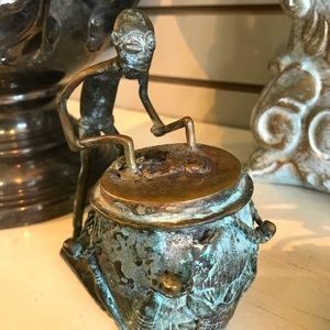Antique African Ashanti Copper Brass Drummer